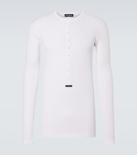 Camiseta con botones acanalada de algodón - Dolce&Gabbana - Modalova