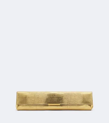 Croc-effect metallic leather clutch - Balmain - Modalova