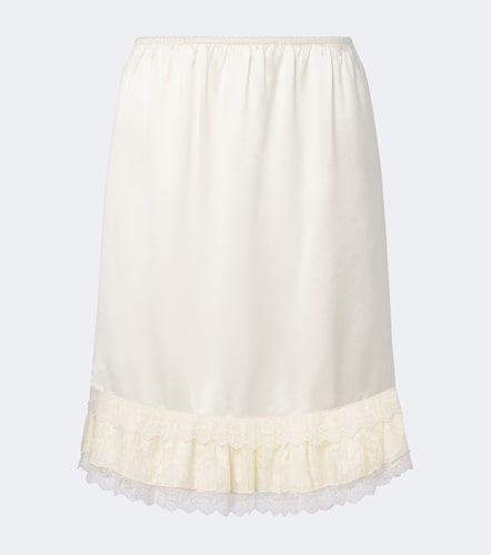 Lace-trimmed ruffled satin midi skirt - Ganni - Modalova