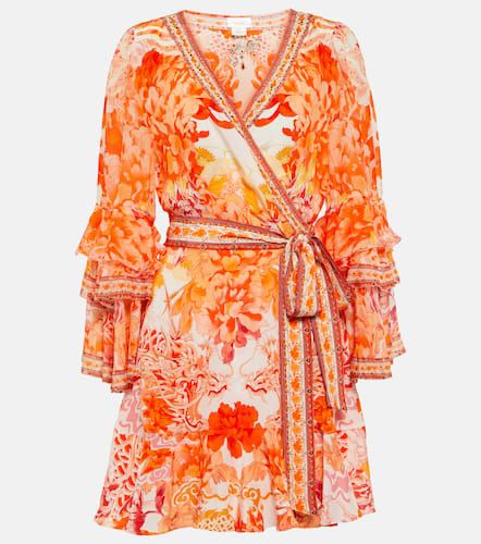 Vestido wrap de seda floral adornado - Camilla - Modalova