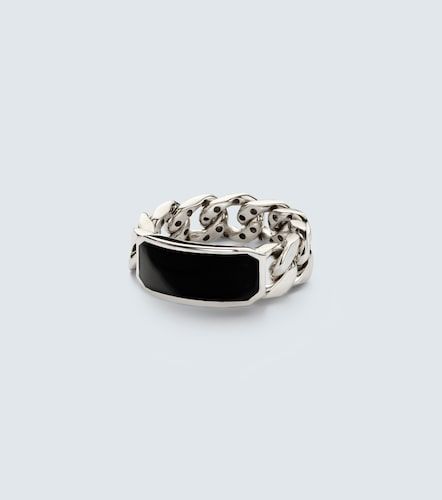 Anillo ID Link de oro blanco de 18 ct con ónix - Shay Jewelry - Modalova
