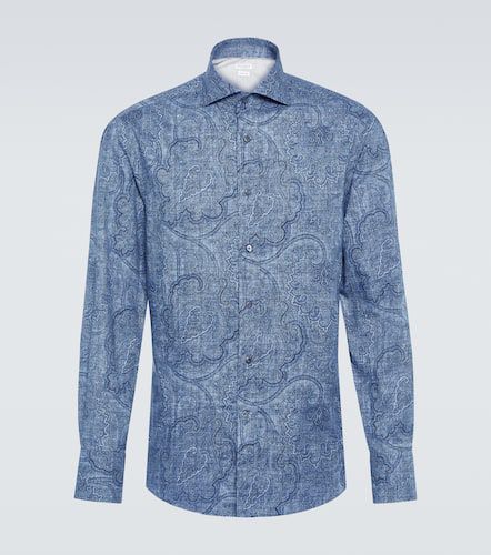 Denim jacquard shirt - Brunello Cucinelli - Modalova