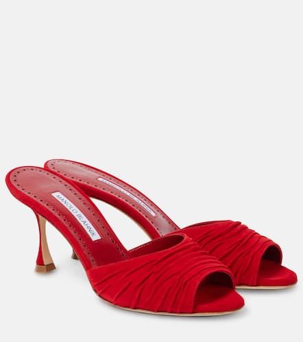 Manolo Blahnik Pirua 70 suede mules - Manolo Blahnik - Modalova