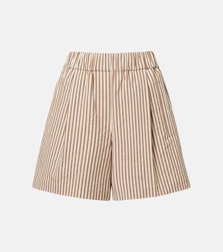 Shorts in misto cotone a righe - Brunello Cucinelli - Modalova