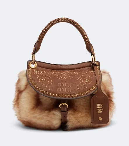 Bolso Rendez-vous de piel y borrego con tachuelas - Miu Miu - Modalova