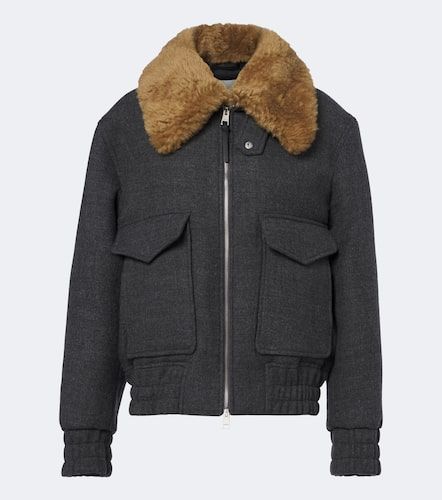 Giacca blouson in lana vergine con shearling - Ami Paris - Modalova