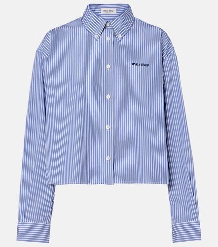 Camisa cropped de popelín de algodón a rayas - Miu Miu - Modalova