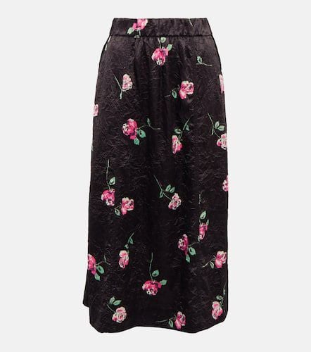 Floral A-line satin midi skirt - Ganni - Modalova