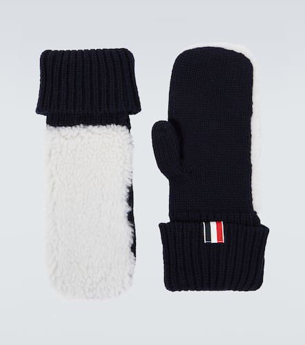 Shearling-trimmed wool mittens - Thom Browne - Modalova