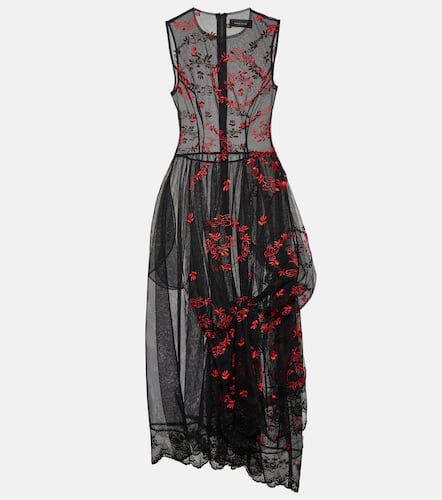 Floral embroidered tulle midi dress - Simone Rocha - Modalova