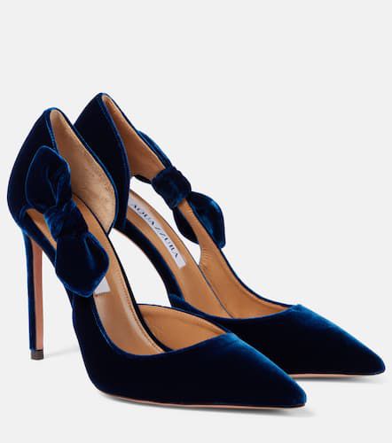 Pumps Very Bow Tie 105 aus Samt - Aquazzura - Modalova