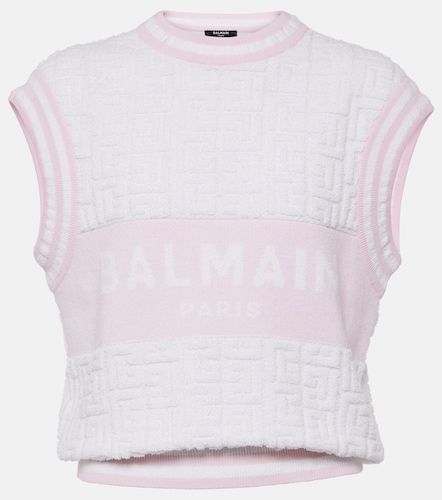 Top Monogram de mezcla de lana y algodón - Balmain - Modalova