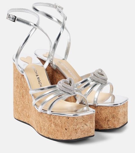 Double Heart metallic leather wedge sandals - Mach & Mach - Modalova