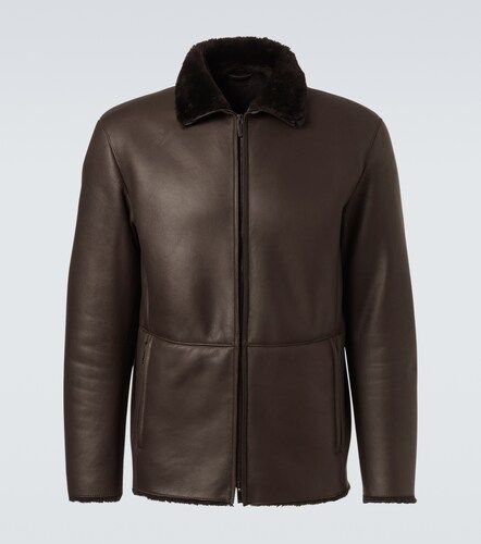 Lederjacke mit Shearlin - Giorgio Armani - Modalova