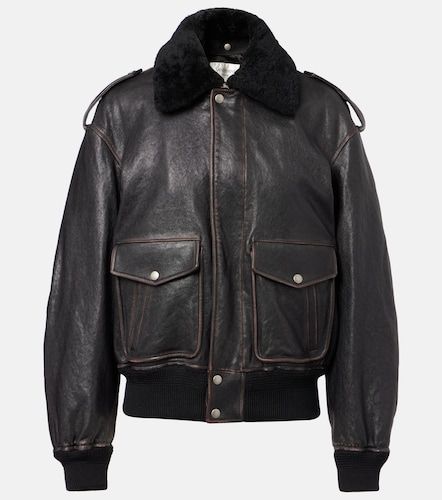 Giacca in pelle con shearling - Saint Laurent - Modalova