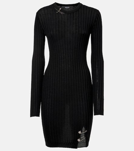 Minikleid Safety Pin aus Rippstrick - Versace - Modalova