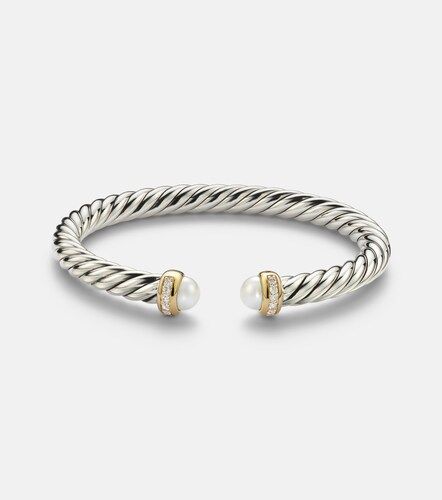 Bracciale Cable Flex® in sterling e oro 14kt con diamanti e perle - David Yurman - Modalova