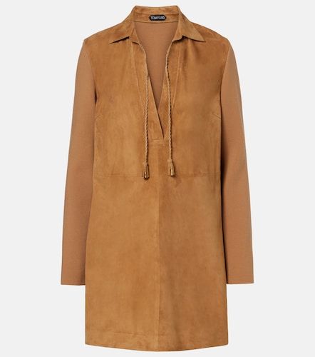 Wool-blend and suede minidress - Tom Ford - Modalova