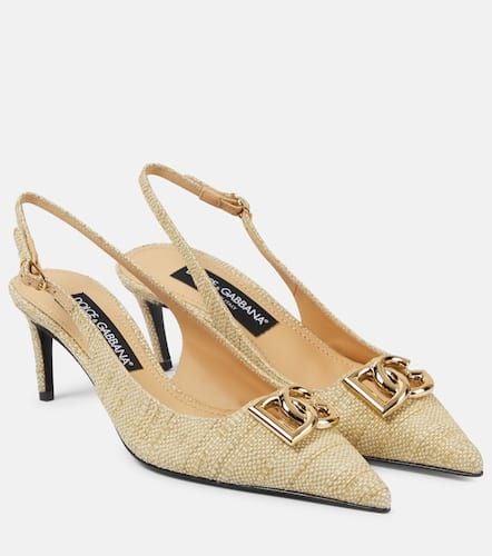 Logo raffia slingback pumps - Dolce&Gabbana - Modalova