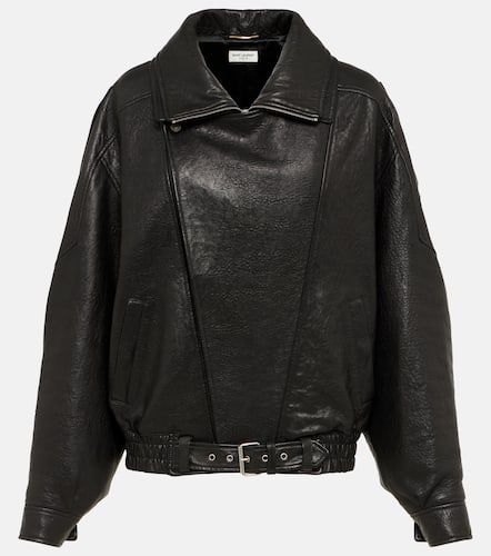 Giacca blouson oversize in pelle - Saint Laurent - Modalova