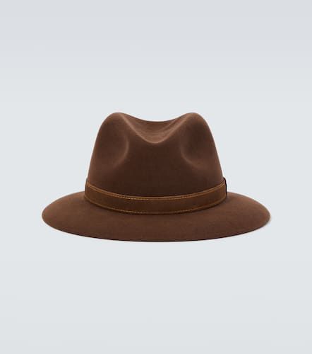 Borsalino Fedora in lana con pelle - Borsalino - Modalova