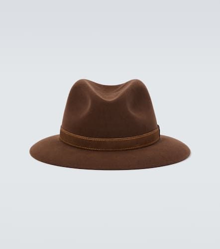 Leather-trimmed wool fedora - Borsalino - Modalova