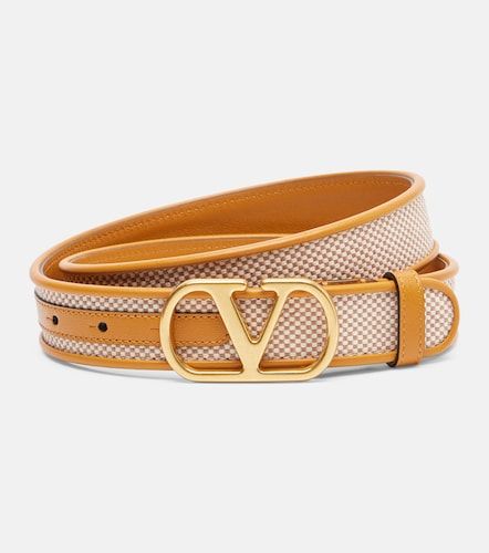 VLogo canvas and leather belt - Valentino Garavani - Modalova