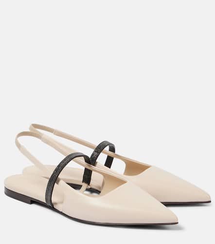 Pointy leather slingback pumps - Brunello Cucinelli - Modalova