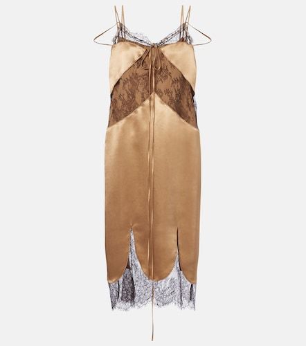 Abito midi in satin con pizzo - Ferragamo - Modalova