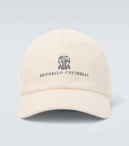 Gorra de sarga con piel y logo - Brunello Cucinelli - Modalova