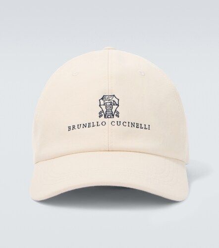 Gorra de sarga con piel y logo - Brunello Cucinelli - Modalova