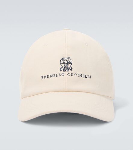 Gorra de sarga con piel y logo - Brunello Cucinelli - Modalova