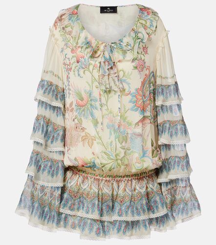 Bedrucktes Minikleid aus Seide mit Spitze - Etro - Modalova