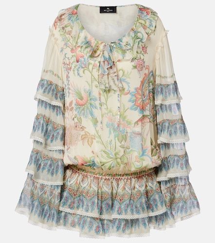 Bedrucktes Minikleid aus Seide mit Spitze - Etro - Modalova