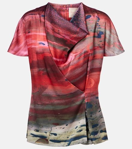 Top de satén de seda drapeado estampado - Roksanda - Modalova