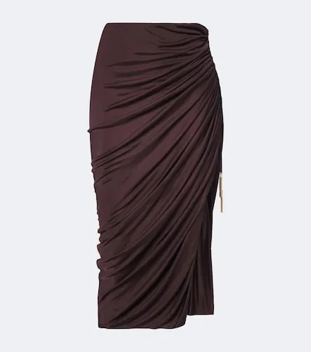 Falda midi de jersey fruncida - Balmain - Modalova