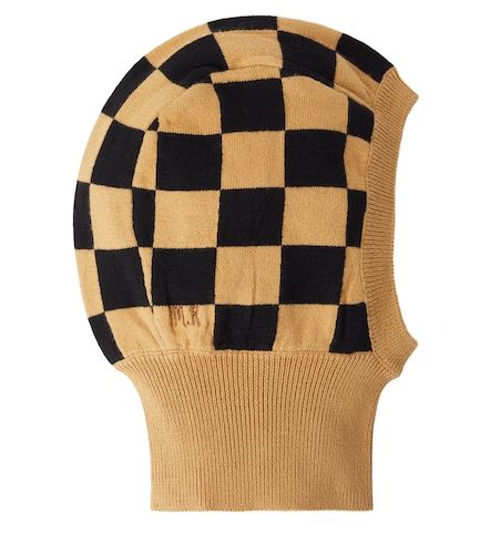 Balaclava de punto de algodón a cuadros - Mini Rodini - Modalova