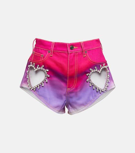 Area Shorts in denim con cristalli - Area - Modalova