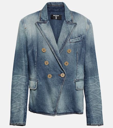 Double-breasted denim jacket - Balmain - Modalova