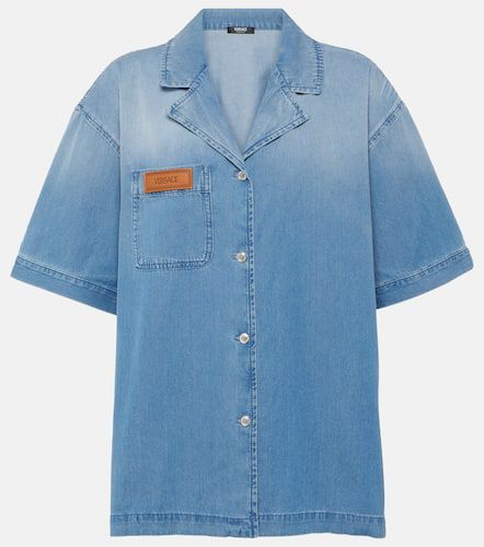 Versace Logo denim bowling shirt - Versace - Modalova