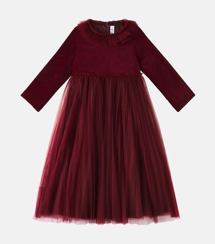Vestido de terciopelo con tul - Il Gufo - Modalova