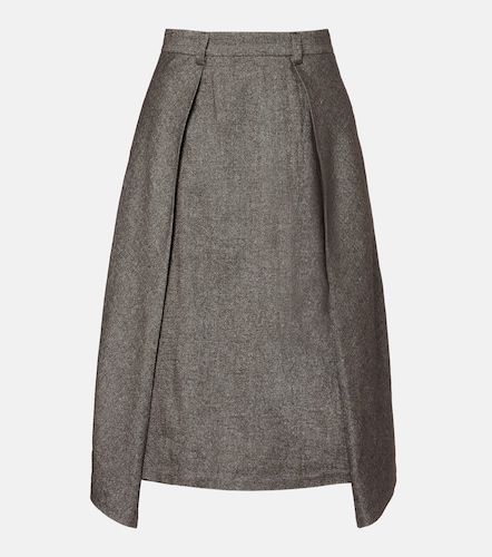Wool and linen-blend midi skirt - Brunello Cucinelli - Modalova