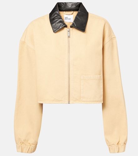 Leather-trimmed denim jacket - Self-Portrait - Modalova