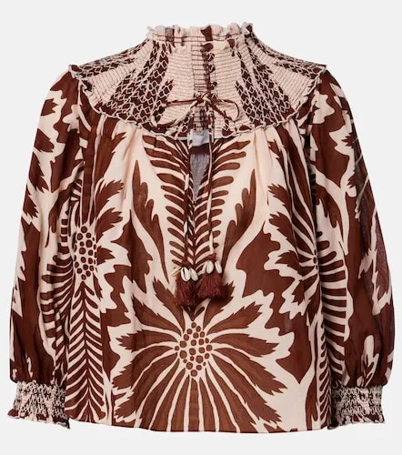 Ysee printed smocked cotton blouse - Poupette St Barth - Modalova