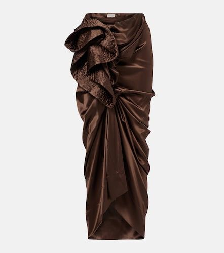 Falda midi de satén en mezcla de seda drapeada - Dries Van Noten - Modalova