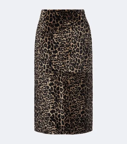 Alana leopard-print shearling pencil skirt - Nour Hammour - Modalova