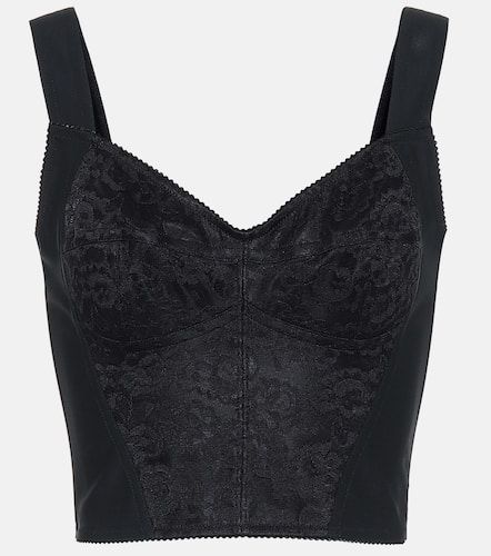 Lace-trimmed jacquard bustier - Dolce&Gabbana - Modalova