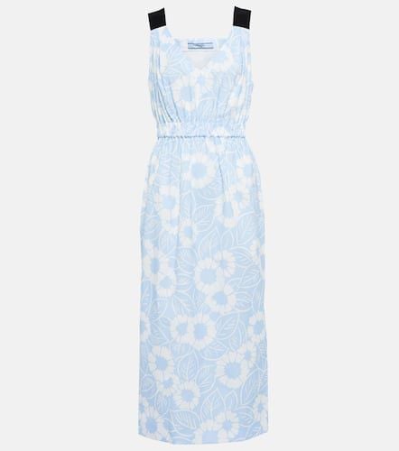 Floral cotton-blend midi dress - Prada - Modalova