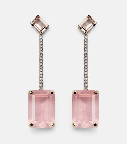 Orecchini in 14kt con morganite, quarzo e diamanti - Mateo - Modalova