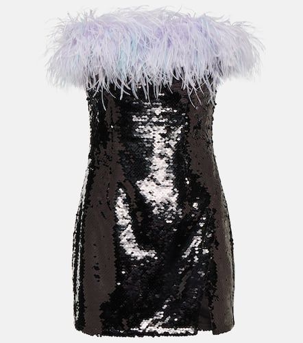 Feather-trimmed sequined minidress - Self-Portrait - Modalova